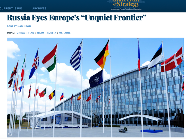 Robert Hamilton for Statecraft and Strategy: "Russia Eyes Europe’s 'Unquiet Frontier'".  - News and press content